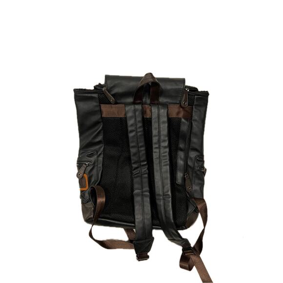 Top Loading Faux Leather Black Backpack - Picture 2 of 4